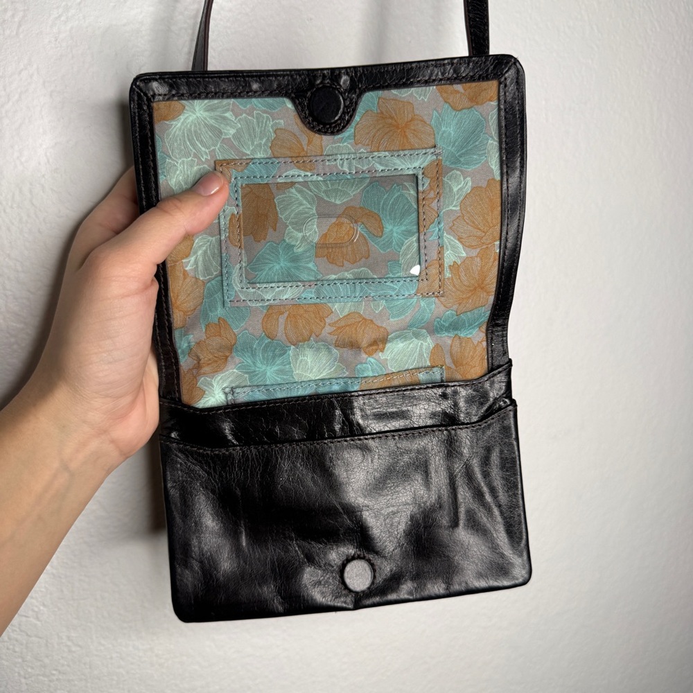 Hobo Glade Crossbody Black Leather Adjustable Strap Multi Pocket Bag - Picture 9 of 16